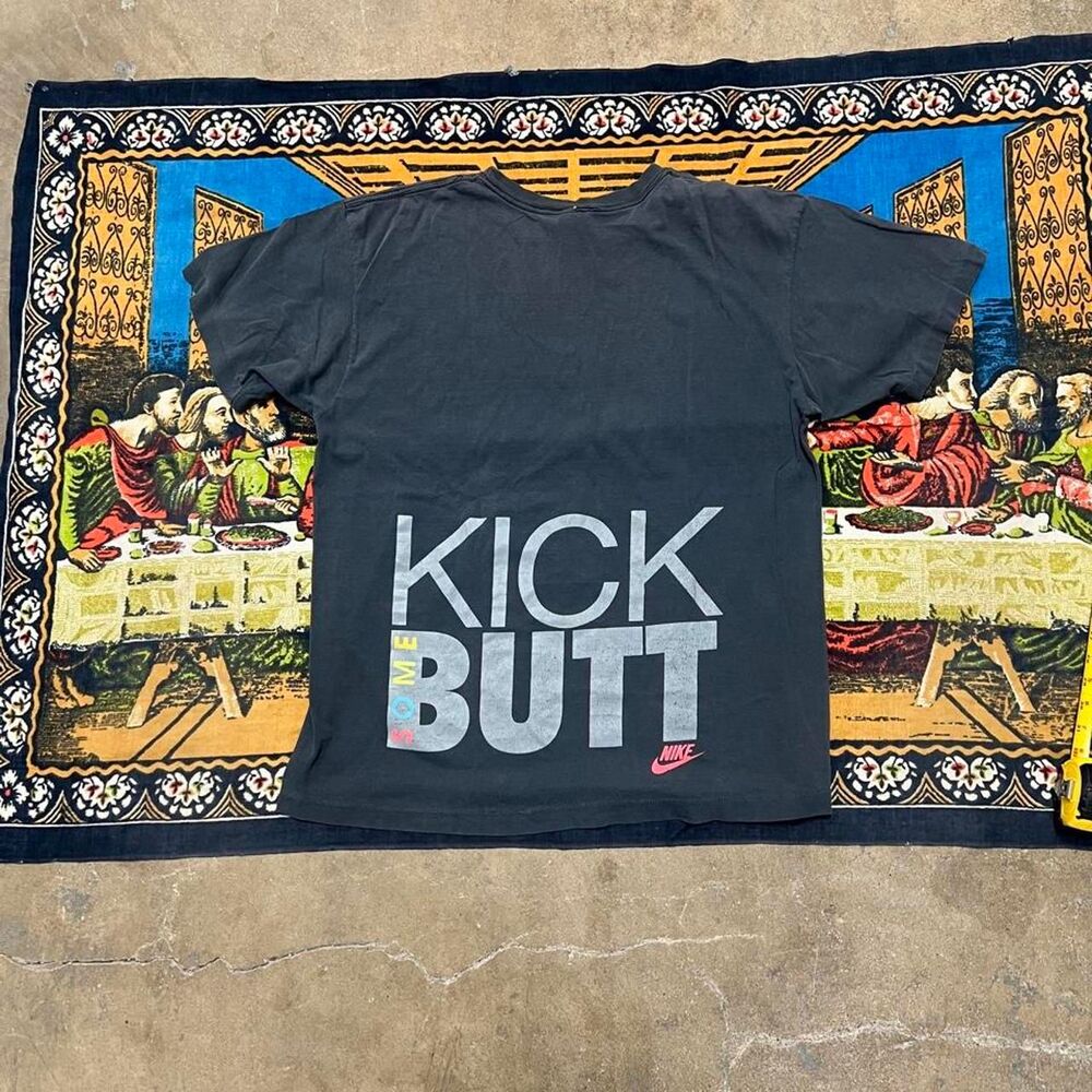 Vintage Nike black tshirt Size XL 90’s made in USA Kick some butt retro jordan